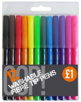 12pk Coloured Fibre Pens