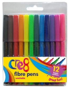 Fibre Pens, 12 Colours