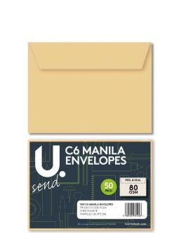 C6 Manila Envelopes, 220x160mm, 50pk