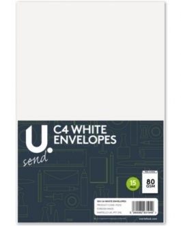 C4 White Envelopes, 177x120mm, 15pk
