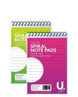 Spiral Note Pad 5″x3″,5pk Asst 2