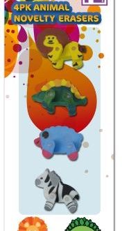 Novelty Animal Eraser 4pk