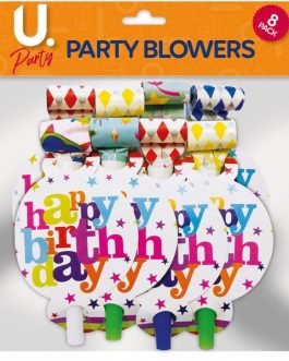 Happy Birthday Party Blowers, 10pk