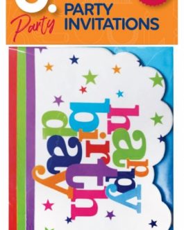Happy Birthday Party Invitations, 8pk