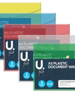 A5 Plastic Document Wallet 5pk