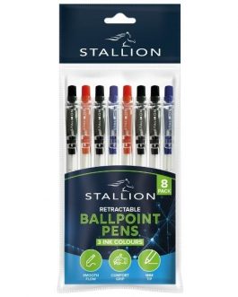 Retractable Ballpoint Pens 8pk Assorted