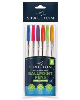 Multicoloured Ballpoint Pens, 6pk