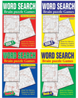 Youngland® Word Search Books Pack of 4 – Fun Puzzles for All Ages