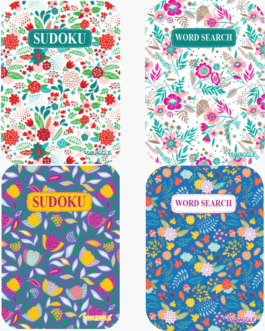 Floral Wordsearch & Sudoku Puzzle Books – Pack of 4 – Pocket Sized