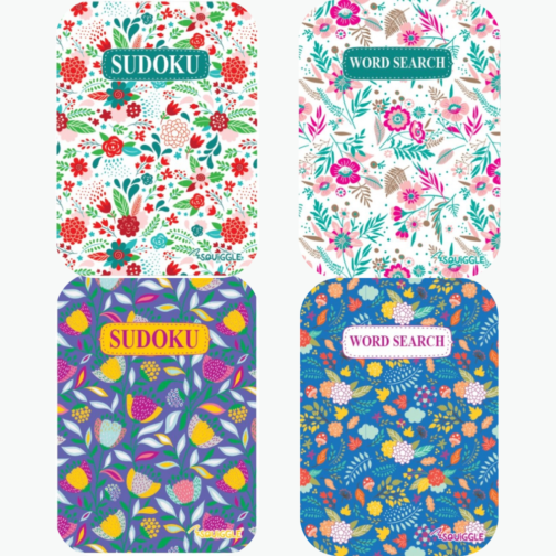 Floral Wordsearch & Sudoku Puzzle Books – Pack of 4 – Pocket Sized