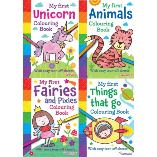 Youngland® My First Animals, Things That Go, Unicorn & Fairies Colouring Books Pack of 4 – Colouring Books for Kids