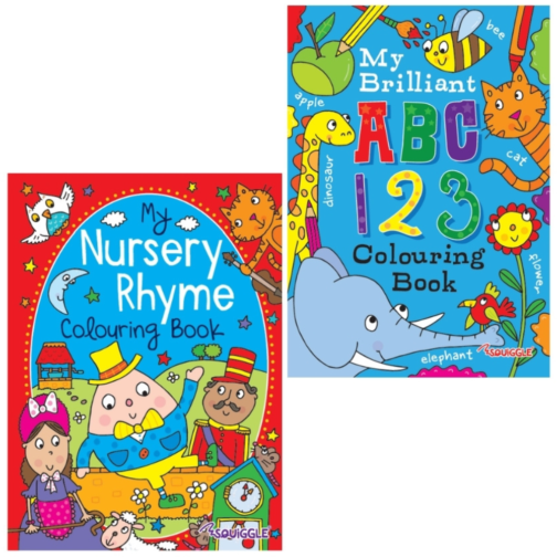 Youngland® Pack of 2 Nursery Rhymes & ABC/123 Colouring Books – A4 Learning Fun