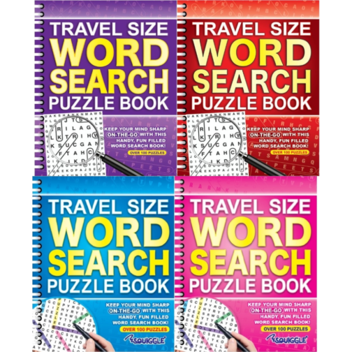 Youngland® Travel Size Word Search Books Pack of 4 – Spiral Bound | Perfect for On-the-Go Fun