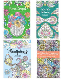 Youngland® Anti-Stress Colouring Books Pack of 4 – Zen Doodle, Mindfulness, Floral, Pattern Designs