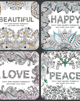 Advanced Colouring Books Pack of 4 – Beautiful, Happy, Peace & Love