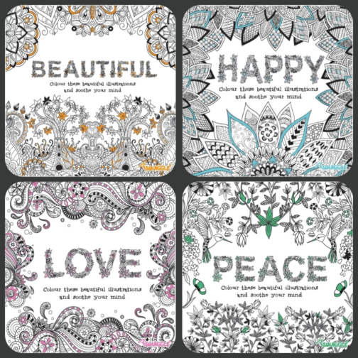 Youngland® Advanced Colouring Books Pack of 4 – Beautiful, Happy, Peace & Love