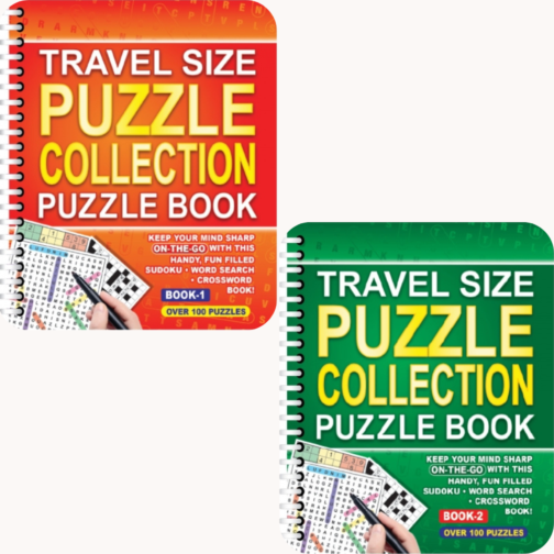 Travel-Size Puzzle Assortment 1 & 2 – Set of 2 – Ideal Puzzle Books for Adults on the Go