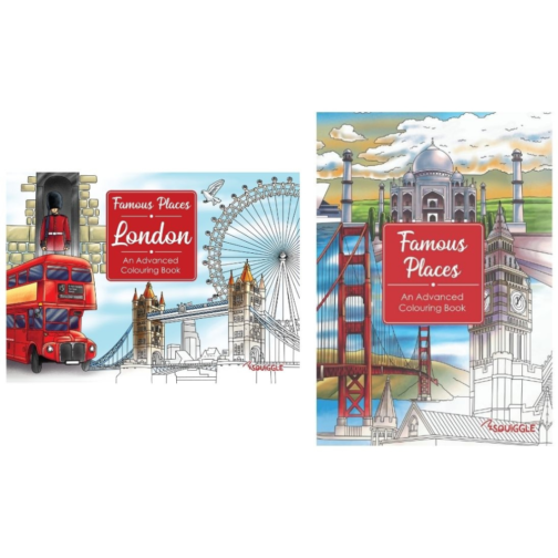 Youngland® Famous Places Colouring Books Pack of 2 – London & Global Landmarks