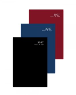 2027 – A5 Full Page a day diary including weekends Black, Blue, Red x 1 Random Colour will be sent